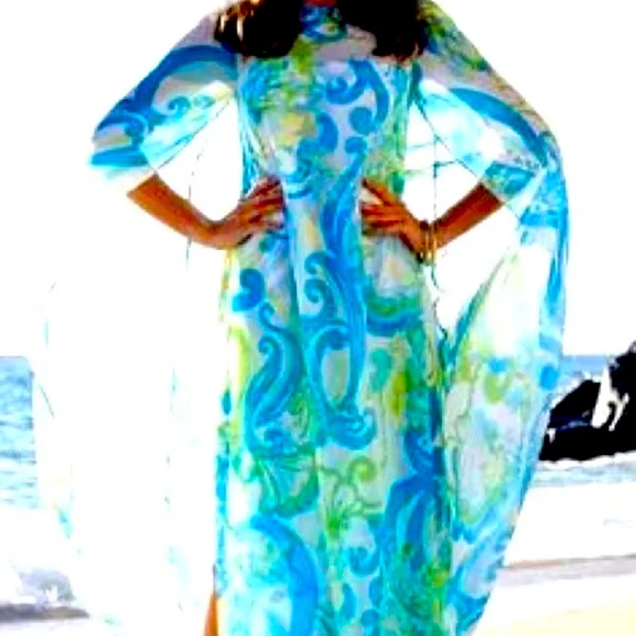 NWT🩵LILLY PULITZER 4 KINGSTON MAXI CAFTAN CRYSTAL COAST GRAIL FIND!!!🩵 - Picture 4 of 13